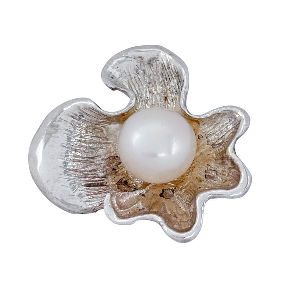 Vintage Sterling Silver 925 Pearl Flower Pendant